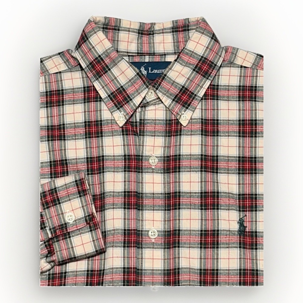 VTG Ralph Lauren Blake Plaid Shirt Mens M Medium Brushed Cotton Red Green 90s